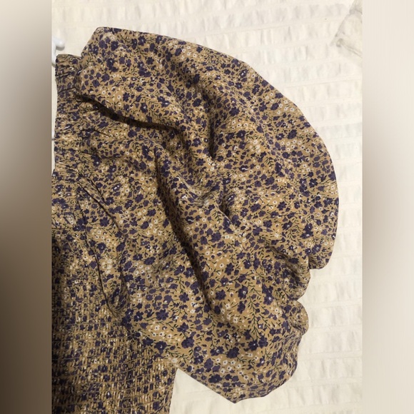 Free the Roses Floral Smocked Boho Dress with puff sleeves and flowers size L - Picture 7 of 11